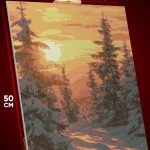 Алмазная мозаика Пейзаж лесной зима закат 40x50