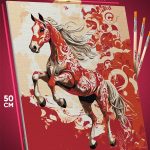 Картина по номерам Лошади красный конь 40x50