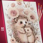 Картина по номерам Животные ежик милый семья 40x50