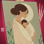 Картина по номерам Абстракция Япония мама с ребенком 40x50