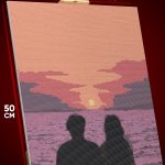 Алмазная мозаика Любовь силуэты закат море 40x50