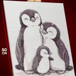 Алмазная мозаика Животные семья пингвинов милые 40x50