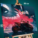 Картина на стену Киберпанк игра Найт-Сити мотоцикл 40x50