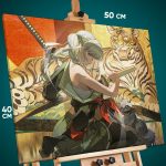 Картина на стену Девушка Аниме-арт самурай 40x50