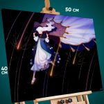 Картина на стену Девушка Аниме-арт падающие звезды 40x50