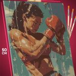 Картина по номерам Спорт девушка бокс 40x50