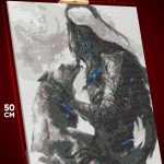 Алмазная мозаика Dark Souls Игра рыцарь и волк 40x50