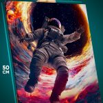 Картина на стену Космос космонавт черная дыра 40x50