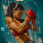 Картина на стену Спорт бокс девушка 40x50