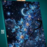 Картина на стену Цветы ночь луна 40x50