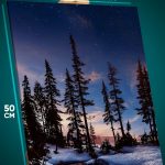 Картина на стену Пейзаж зимний природа ночь река 40x50