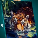 Картина на стену Животные тигр плавает 40x50
