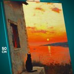 Картина на стену Котики закат 40x50