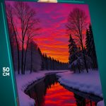 Картина на стену Пейзаж зимний природа река закат 40x50