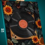 Картина на стену Цветы виниловая пластинка 40x50