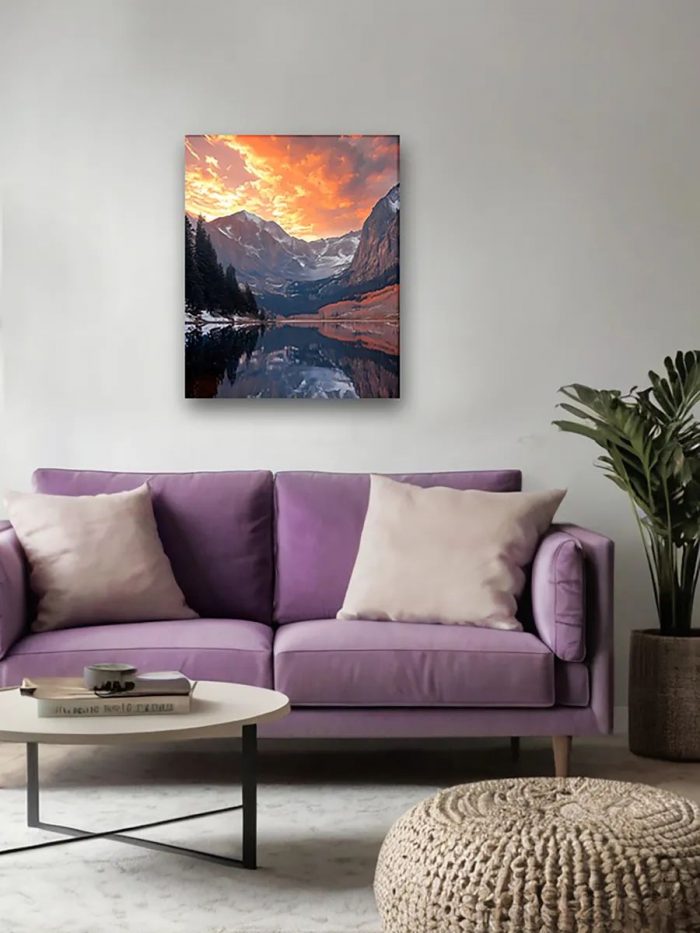 Картина на стену Пейзаж зимний природа река горы 40x50 — изображение 2