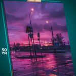 Картина на стену Пейзаж городской закат после дождя 40x50