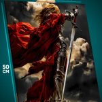 Картина на стену Темная фэнтези рыцарь с мечом 40x50