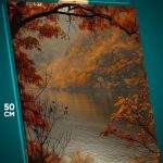 Картина на стену Пейзаж лесной природа река осень 40x50