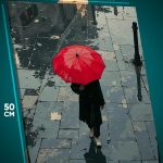 Картина на стену Пейзаж городской дождь зонт 40x50