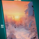 Картина на стену Пейзаж зимний природа закат туман 40x50