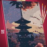Картина по номерам Пейзаж Япония храм сакура 40x50