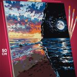 Картина по номерам Пейзаж летний море пляж закат ночь 40x50
