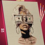 Картина по номерам Девушка Портрет стильная деньги 40x50