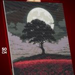 Алмазная мозаика Пейзаж летний природа луна цветочное поле 40x50