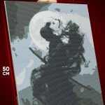 Алмазная мозаика Самурай Япония силуэт 40x50