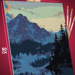 Картина по номерам Пейзаж лесной озеро пирс горы 40x50