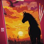 Картина по номерам Лошади конь закат 40x50