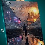Картина на стену Человек Арт сюрреализм город 40x50