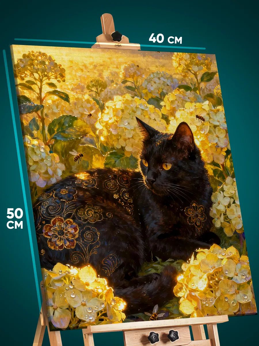 9078519275.jpg Картина на стену Котики в цветах 40x50 — изображение 1