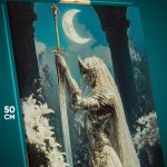 Картина на стену Темная фэнтези девушка рыцарь с мечом 40x50