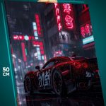 Картина на стену Авто ночной город Япония 40x50