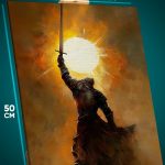 Картина на стену Темная фэнтези рыцарь и Солнце 40x50