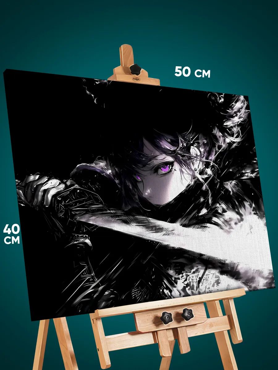 9078519602.jpg Картина на стену Девушка Аниме-арт самурай 40x50 — изображение 1