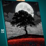 Картина на стену Пейзаж Япония луна 40x50