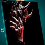 Картина на стену Человек Арт маска демона Япония 40x50