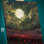 Картина на стену Цветы поле луна 40x50