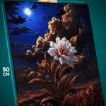 Картина на стену Цветы ночь луна 40x50