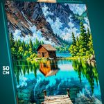 Картина на стену Пейзаж летний природа домик у озера 40x50