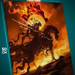 Картина на стену Темная фэнтези рыцарь на коне 40x50