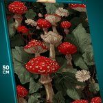 Картина на стену Цветы грибы мухоморы паттерн 40x50