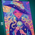 Картина на стену Фэнтези Аниме-арт волшебница ведьма 40x50