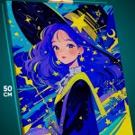 Картина на стену Фэнтези Аниме-арт волшебница ведьма 40x50
