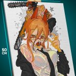 Картина на стену Человек-бензопила Аниме Дэндзи и Пауэр 40x50