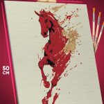 Картина по номерам Животные конь красная лощадь 40x50