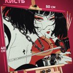 Картина по номерам Девушка Арт самурай Япония 40x50
